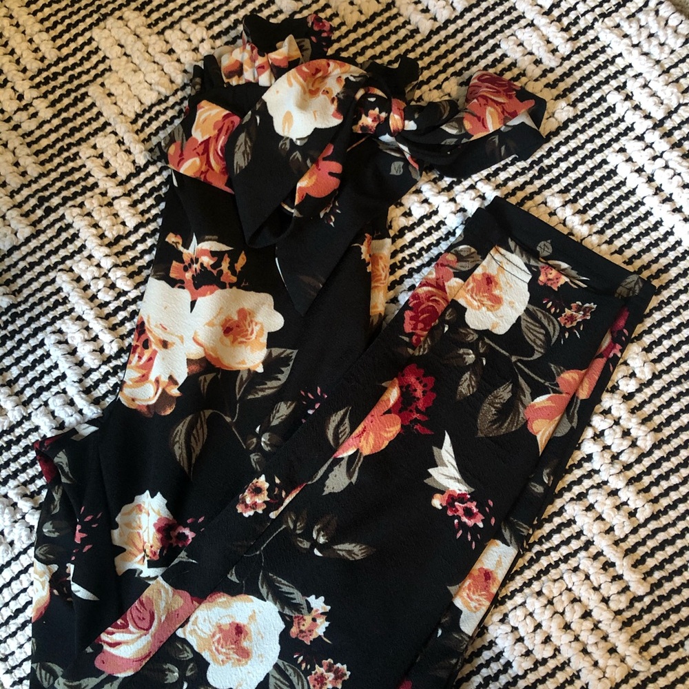 Floral PaperBag Ankle Pants